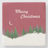 クリスマスウッズシーンストーンコースター ストーンコースター (正面)