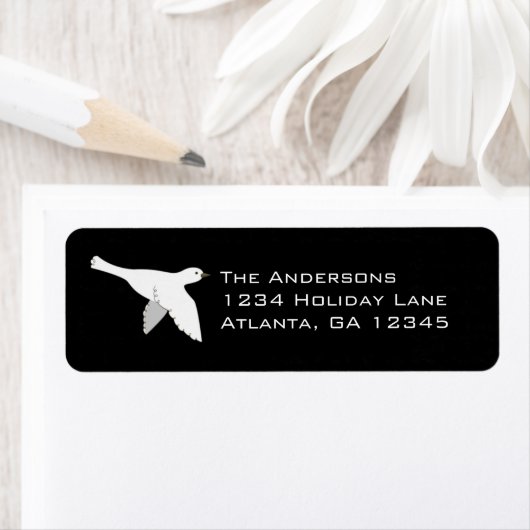 クリスマスウッドグレーングリーンラベルのホワイト鳩 ラベル (インサイチュ)