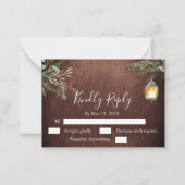 クリスマスウッドパインウィンターウェディングRSVP ノートカード (正面)