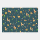 クリスマスウッドランズラッピング紙フラットネイビー ラッピングペーパーシート (正面2)