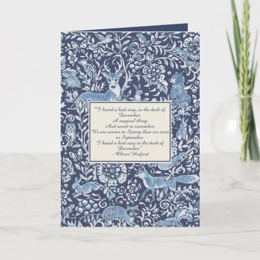 クリスマスウッドランドアニマルズブルーウィンターポカスタムーム シーズンカード (正面)