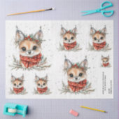 クリスマスウッドランドキツネと葉 薄葉紙 (クラフト)