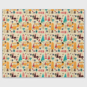 クリスマスウッドランドキュートキツネ ラッピングペーパー (フラット)