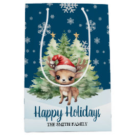 クリスマスウッドランドトナカイ ミディアムペーパーバッグ