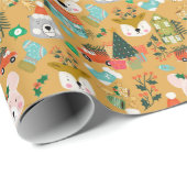 クリスマスウッドランドフェスティバルフューリーフレンズイエロー ラッピングペーパー (ロールコーナー)