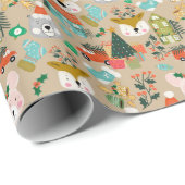 クリスマスウッドランドフェスティバルフローリフレンズベージュ ラッピングペーパー (ロールコーナー)