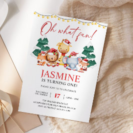 クリスマスウッドランドフォレストウィンター誕生日 招待状