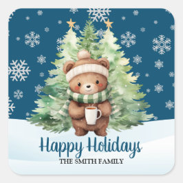 クリスマスウッドランドベア スクエアシール