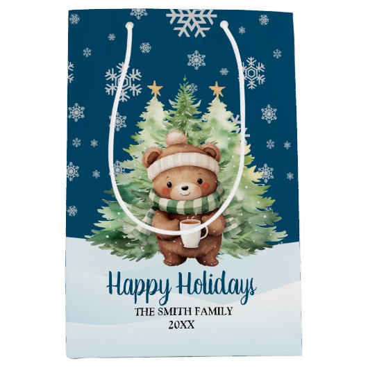 クリスマスウッドランドベア ミディアムペーパーバッグ (正面)