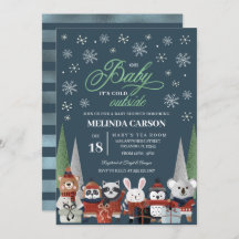 クリスマスウッドランドベビーシャワー招待状