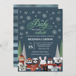 クリスマスウッドランドベビーシャワー招待状 招待状