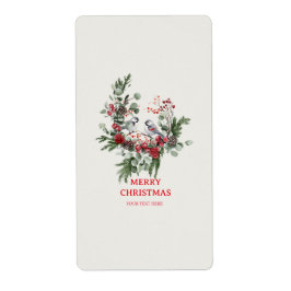 クリスマスウッドランドミニマルシンプルリストの休日1 ラベル