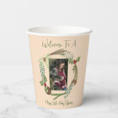 クリスマスウッドランドリースのベビーシャワーホリーベリー 紙コップ (裏面)