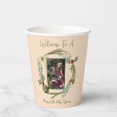 クリスマスウッドランドリースのベビーシャワーホリーベリー 紙コップ (正面)