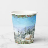 クリスマスウッドランド冬の水彩 紙コップ (裏面)