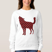 クリスマスウッドランド動物のセーター赤い格子狼 スウェットシャツ (正面)