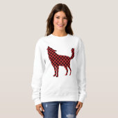 クリスマスウッドランド動物のセーター赤い格子狼 スウェットシャツ (正面フル)