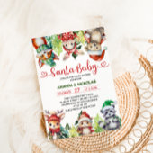 クリスマスウッドランド動物サンタ赤ちゃんシャワー 招待状