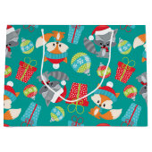 クリスマスウッドランド動物パターンパーティーバッグ ラージペーパーバッグ (正面)