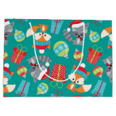 クリスマスウッドランド動物パターンパーティーバッグ ラージペーパーバッグ (裏面)