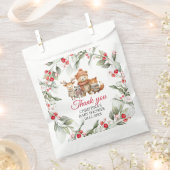 クリスマスウッドランド動物赤ちゃんシャワーのお気に入りバッグ フェイバーバッグ (クリップ留めされた状態)