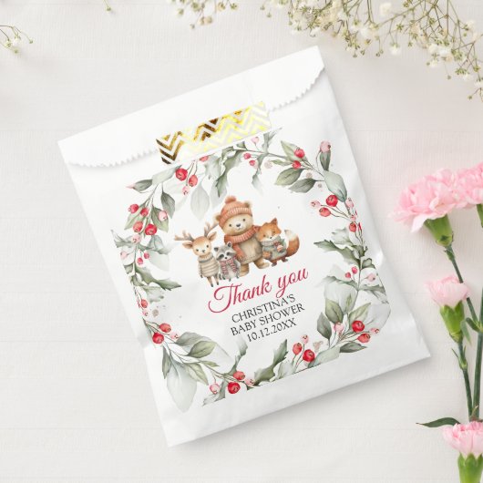 クリスマスウッドランド動物赤ちゃんシャワーのお気に入りバッグ フェイバーバッグ (封をした状態)