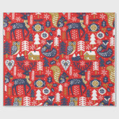 クリスマスウッドランド動物，スカンジナビアスタイル ラッピングペーパー (フラット)