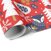 クリスマスウッドランド動物，スカンジナビアスタイル ラッピングペーパー (ロールコーナー)