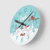 クリスマスウッドランド北極キツネ ラウンド壁時計 (傾斜)