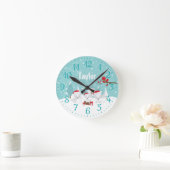 クリスマスウッドランド北極キツネ ラウンド壁時計 (ホーム)