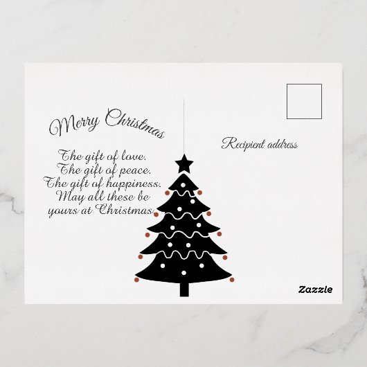 クリスマスウッドランド海軍。パーソナライズされた.金ゴールド 箔シーズンポストカード (裏面)