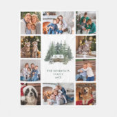 クリスマスウッドランド素朴ファミリー10フォトコラージュ フリースブランケット (正面)