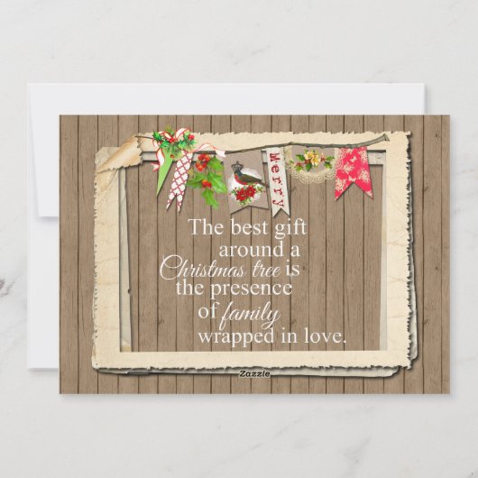 クリスマスウッド素朴フォトカード シーズンカード (裏面)