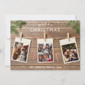 クリスマスウッド素朴ロープフォトコラージュ シーズンカード (正面)