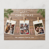 クリスマスウッド素朴ロープフォトコラージュ シーズンポストカード (正面)