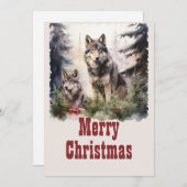 クリスマスウルフの水彩 シーズンカード (正面/裏面)