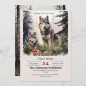 クリスマスウルフの水彩 招待状 (正面/裏面)