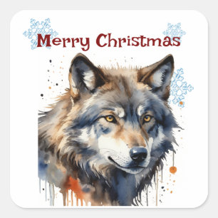 クリスマスウルフ動物カスタマイズ生物 スクエアシール