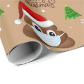 クリスマスウンチの絵文字で、サンタハットとマスク ラッピングペーパー (ロールコーナー)