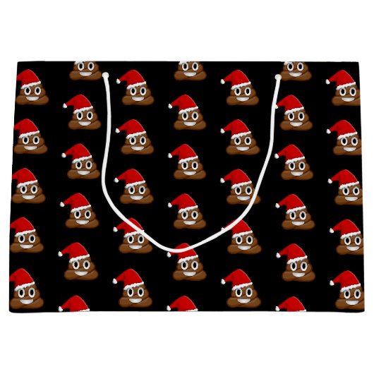 クリスマスウンチ絵文字かわいいおもしろい ラージペーパーバッグ (正面)