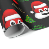 クリスマスウンチ絵文字とサンタ帽子ラッピング紙 ラッピングペーパー (ロールコーナー)