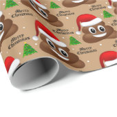 クリスマスウンチ絵文字とサンタ帽子ラッピング紙 ラッピングペーパー (ロールコーナー)