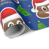 クリスマスウンチ絵文字とサンタ帽子ラッピング紙 ラッピングペーパー (ロールコーナー)