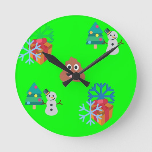 クリスマスウンチ絵文字 ラウンド壁時計 (正面)