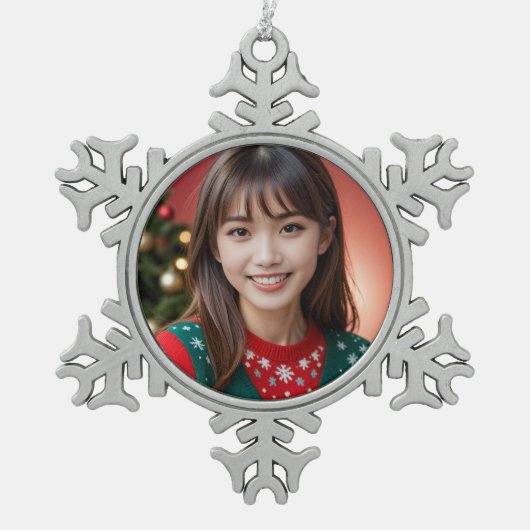 クリスマスエイミーオーナメント スノーフレークピューターオーナメント (正面)