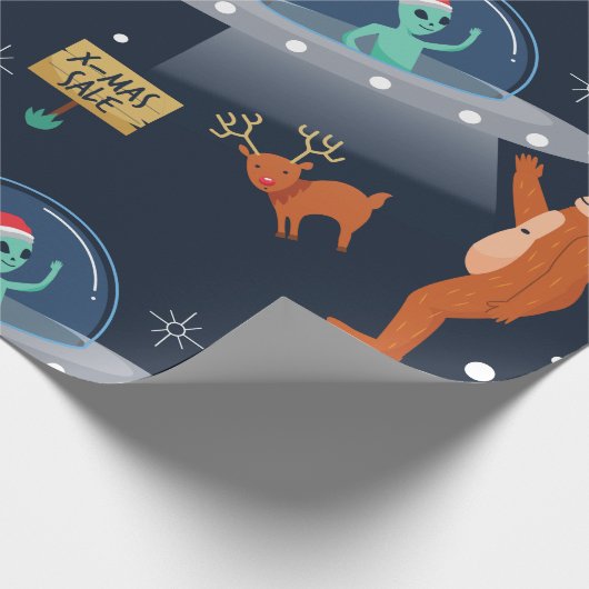クリスマスエイリアンイエティサスカッチビッグフット ラッピングペーパー (角)