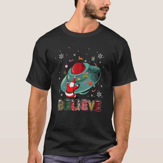 クリスマスエイリアンUfoサンタクロースクリスマス Tシャツ (正面)