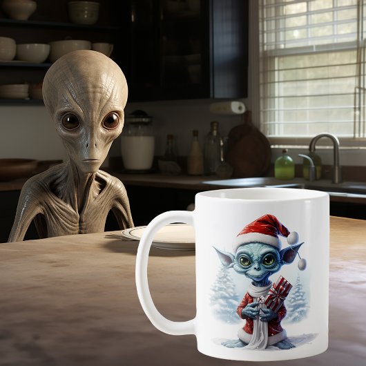 クリスマスエイリアンUFO コーヒーマグカップ