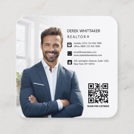 クリスマスエグゼク実在ティブエステート写真QRコード スクエア名刺 (裏面)