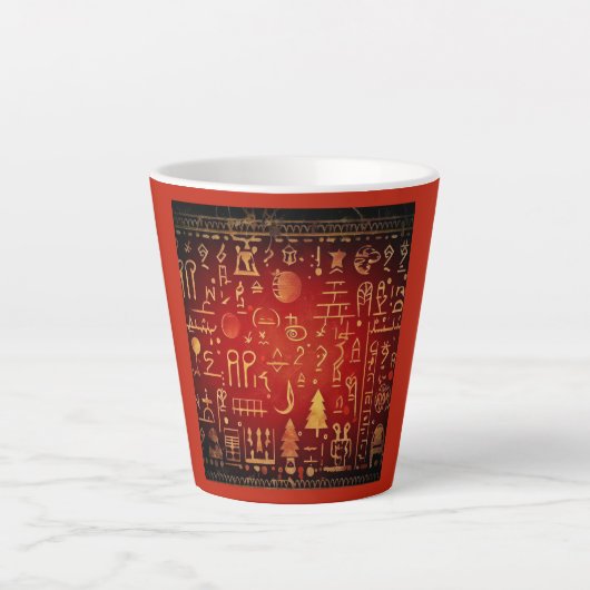 クリスマスエジプト絵文字4 カフェラテマグ (正面)